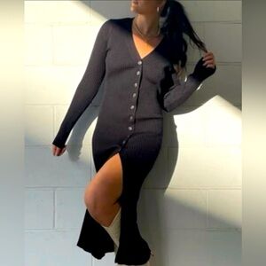 Aritzia Babaton dark gray midi ribbed sweater dress, XXS Bodycon Comfy Sexy